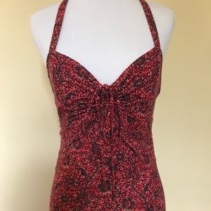 NWT!!! Red Print Free People Halter Top, Open Back